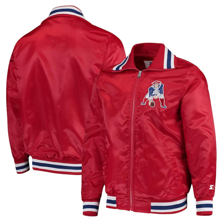 New England Patriots Captain Red Satin Jacket 6 New England Patriots Captain Varsity Jacket