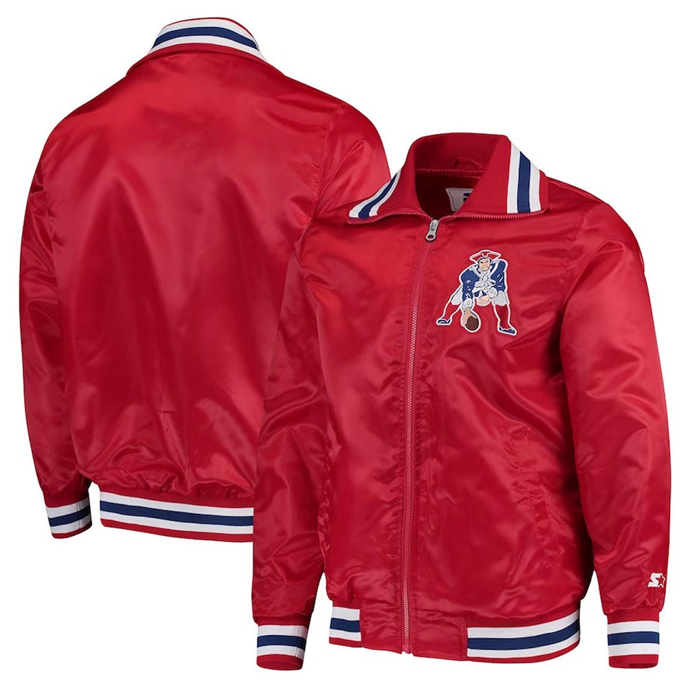 New England Patriots Captain Red Satin Jacket 3 New England Patriots Captain Red Satin Jacket - Image 3
