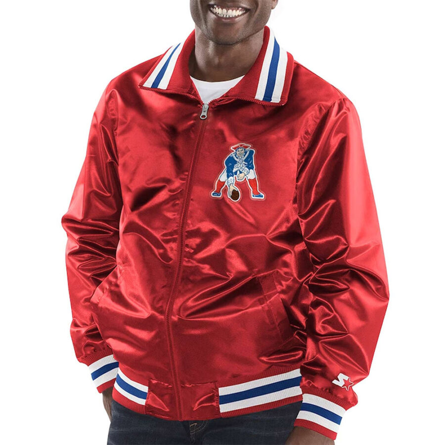 New England Patriots Captain Red Satin Jacket 7 New England Patriots Captain Varsity Satin Jacket