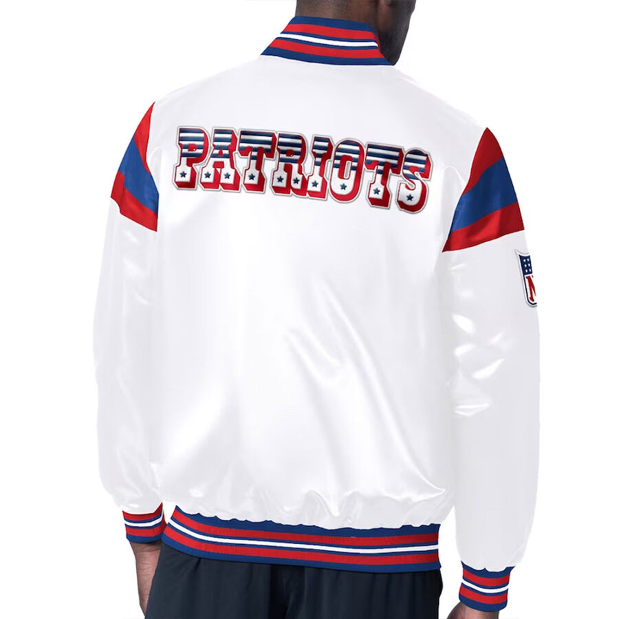 Alternative view of New England Patriots Midweight White Satin Jacket