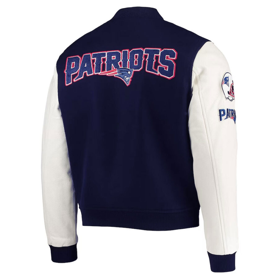 Men’s New England Patriots Varsity Jacket Backside Image - Trendy Leather Jackets
