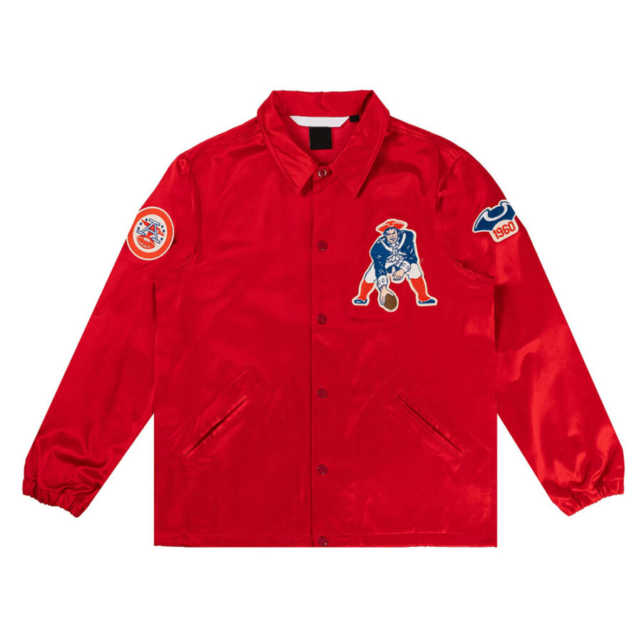 New England Patriots Red Satin Windbreaker Jacket