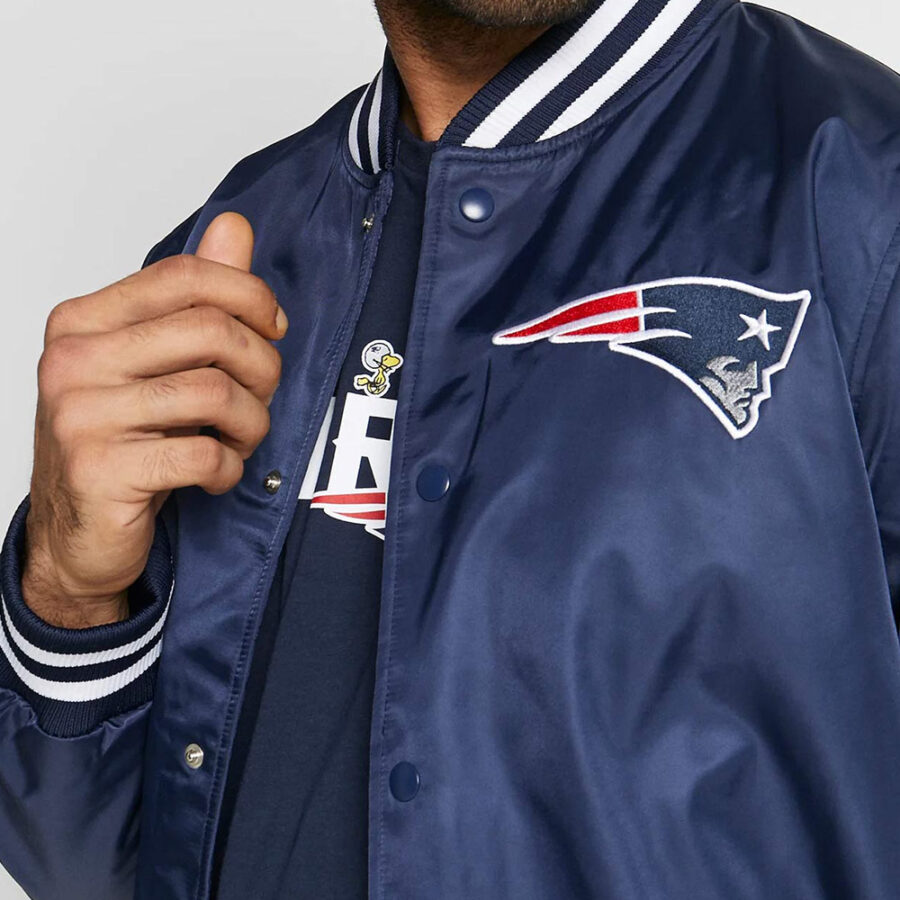 New England Patriots Team Blue Satin Jacket 10 New Era Nfl New England Patriots Team Blue Jacket