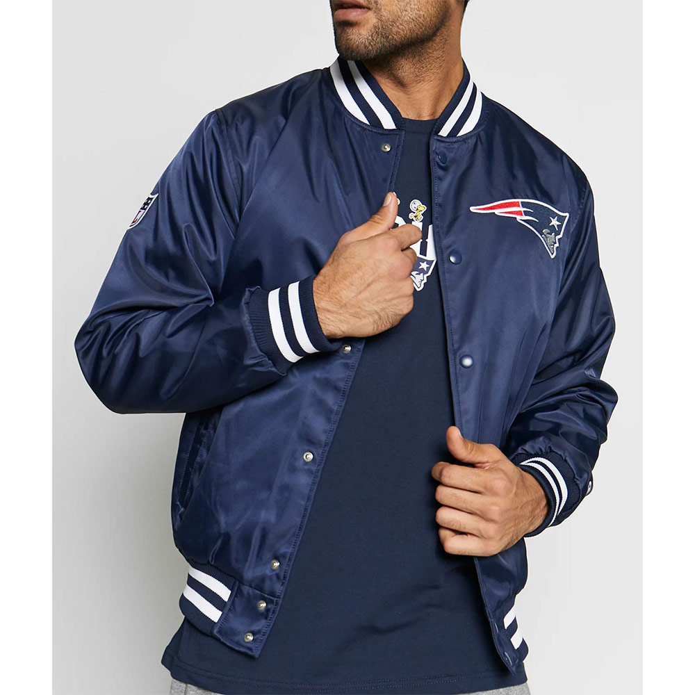 New England Patriots Team Blue Satin Jacket 3 New England Patriots Team Blue Satin Jacket - Image 3