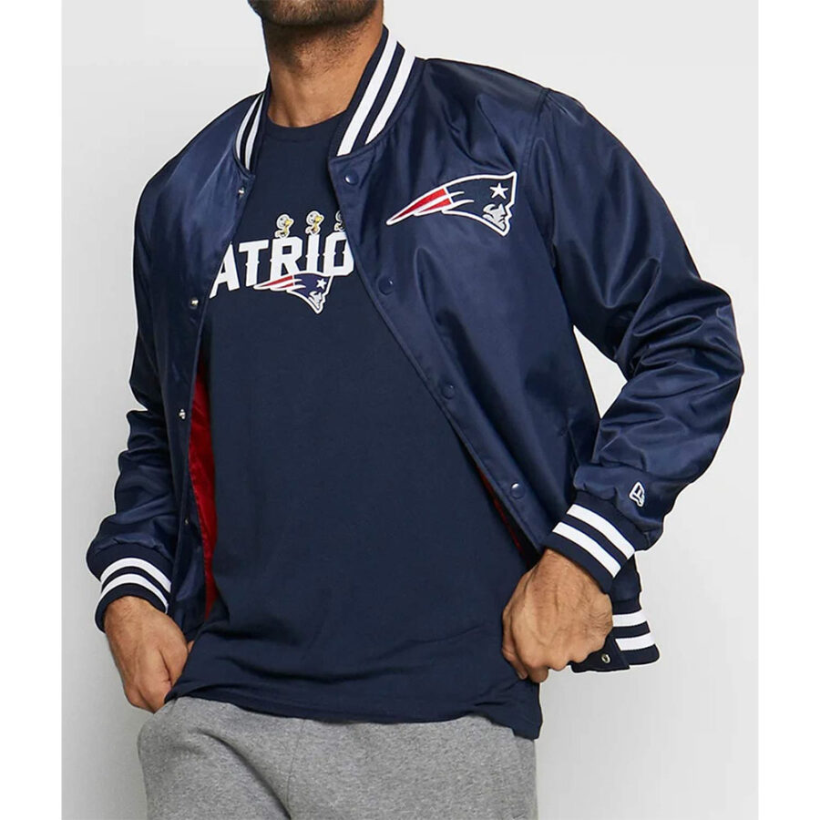 New England Patriots Team Blue Satin Jacket 9 New Era Nfl New England Patriots Team Satin Jacket