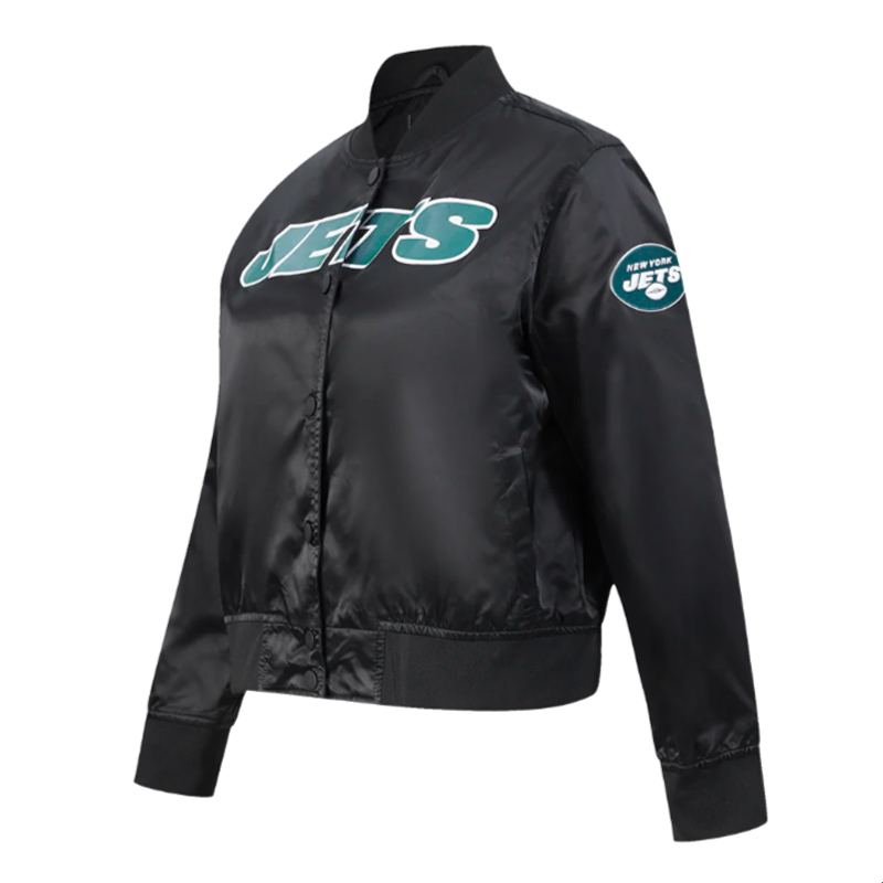 Women'S New York Jets Black Satin Jacket 3 Women'S New York Jets Black Satin Jacket - Image 3