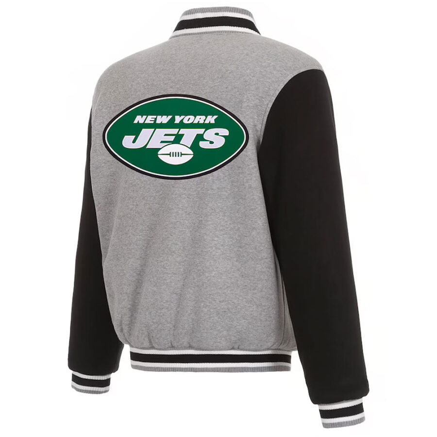 Alternative view of NFL New York Jets Gray and Black Wool Jacket