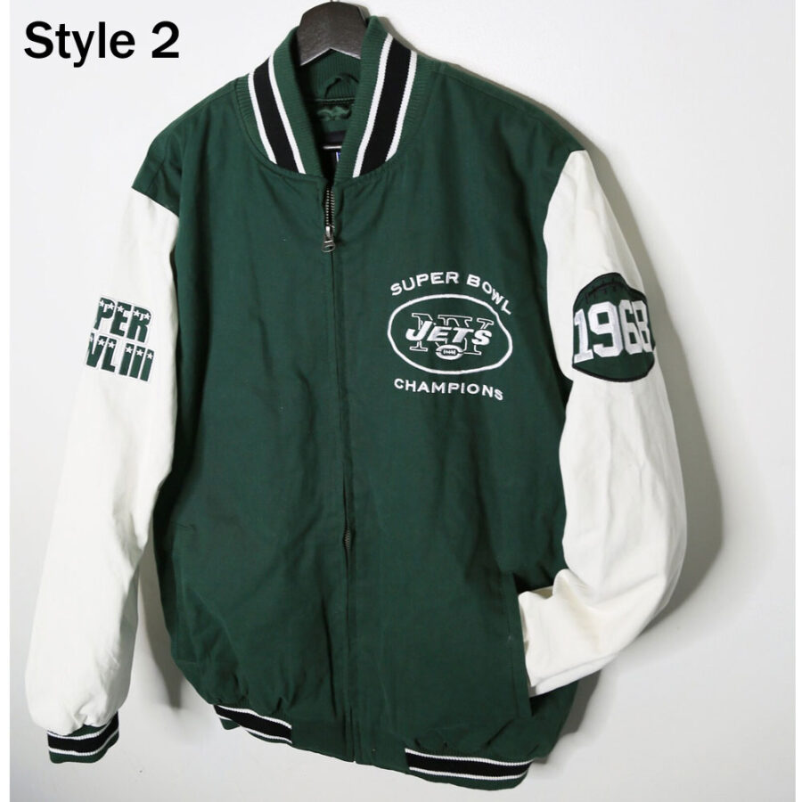Nfl Ny Jets Super Bowl Varsity Jacket 10 New York Jets Green And White Varsity Jacket