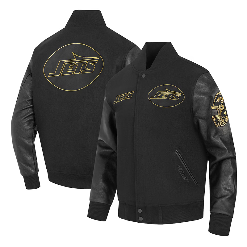 Nfl New York Jets Black Varsity Jacket 5 Nfl New York Jets Black Varsity Jacket - Image 5