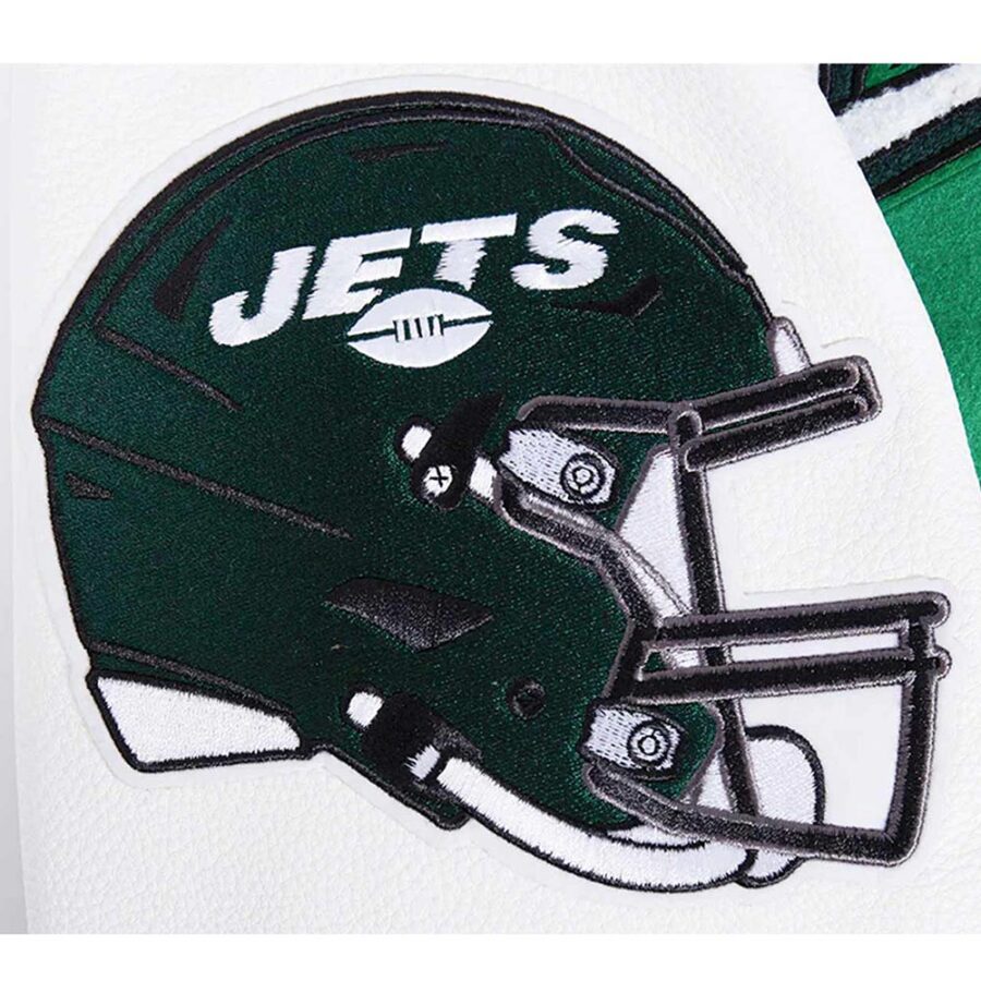 Nfl New York Jets Tail Varsity Jacket 12 New York Jets Script Tail Classic Rib Jacket