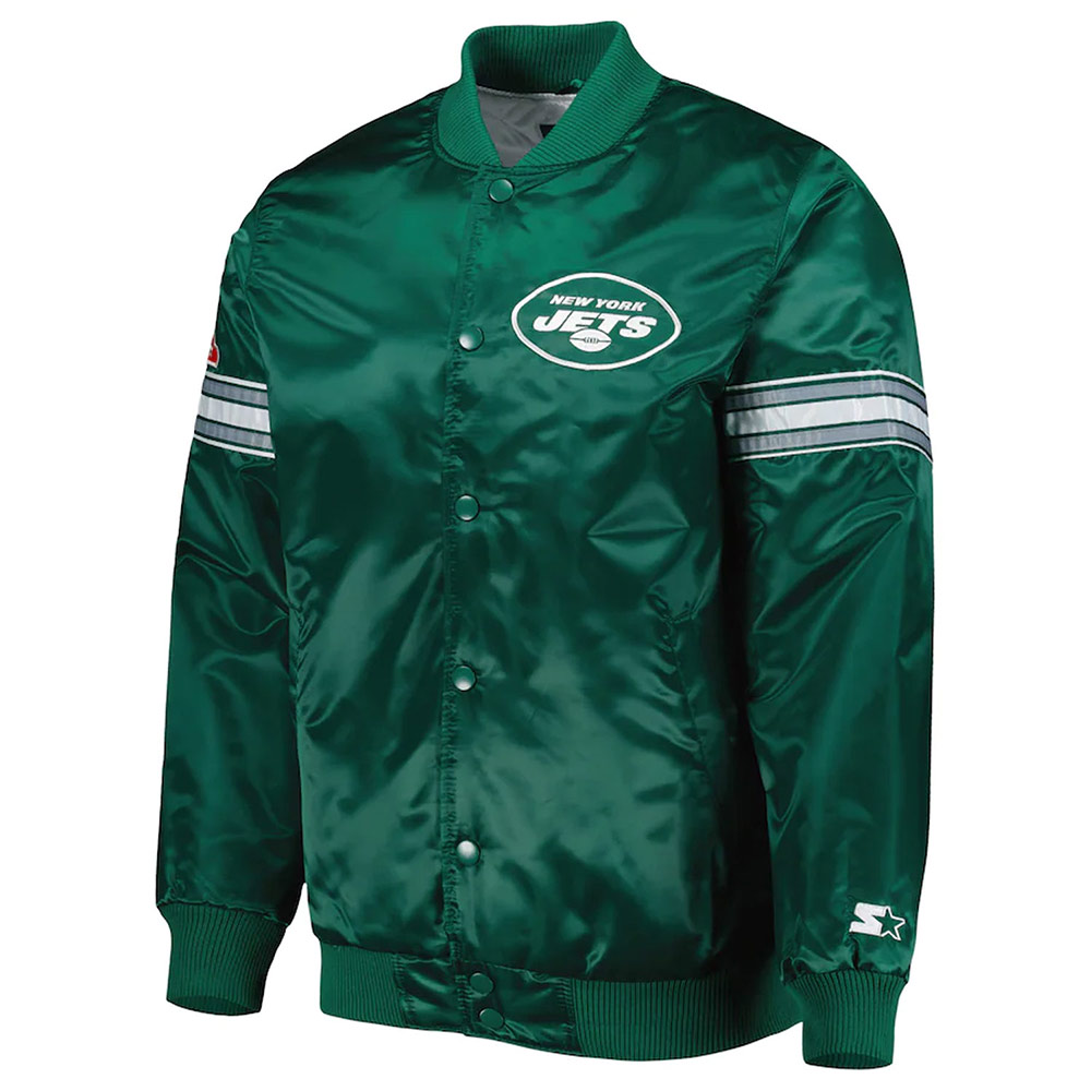 Nfl Men'S New York Jets Green Satin Jacket 1 Nfl Men'S New York Jets Green Satin Jacket