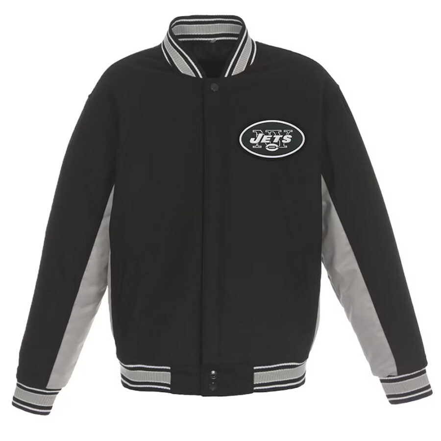 NFL Jets NY Black and Gray Wool Jacket