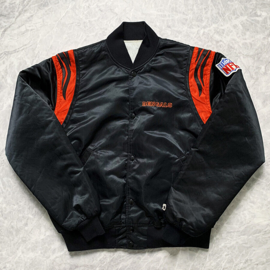 90'S Vintage Cincinnati Bengals Satin Jacket 15 Nfl Bengals Black Satin Jacket