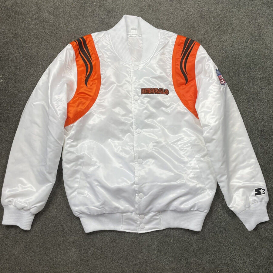 90'S Vintage Cincinnati Bengals Satin Jacket 16 Nfl Starter Bengals White Satin Jacket