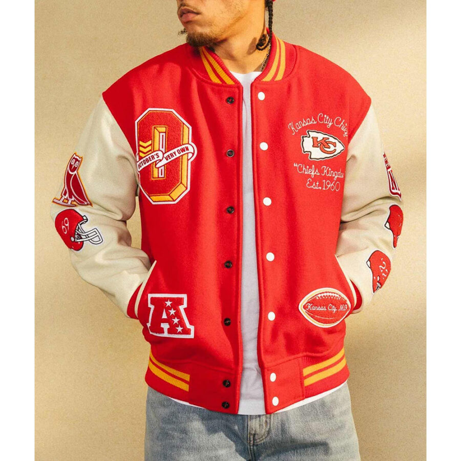 Nfl Kansas City Chiefs Ovo Varsity Jacket 10 Ovo Kansas City Chiefs Letterman Jacket