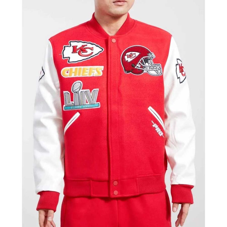 Kansas City Chiefs Red and White Letterman Jacket