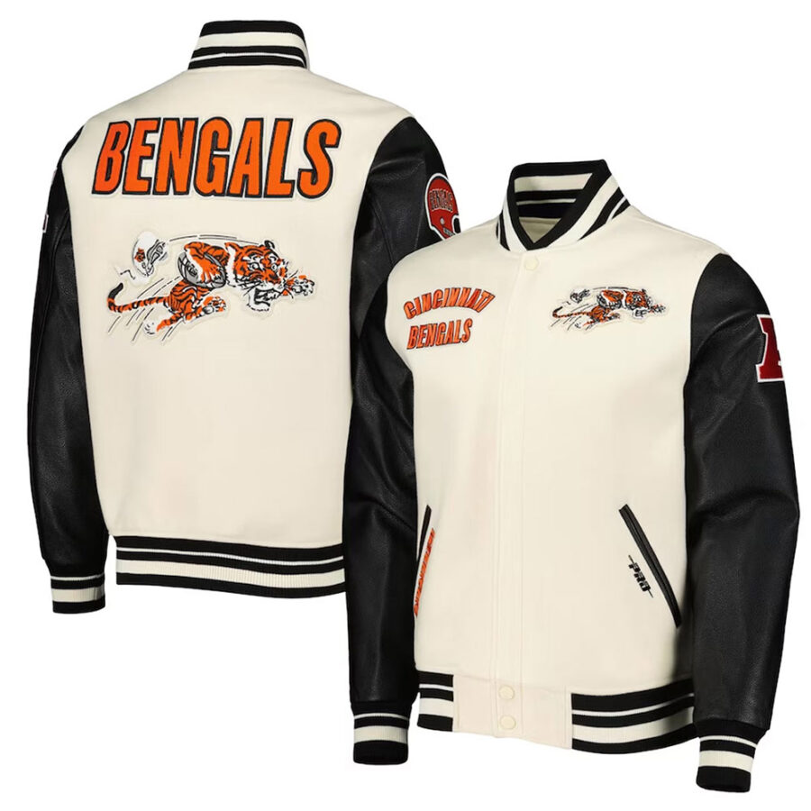 Retro Classic Cincinnati Bengals Cream And Black Jacket