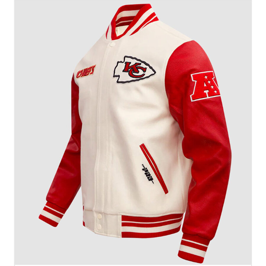 Retro Classic Rib Kansas City Chiefs Red And White Varsity Jacket