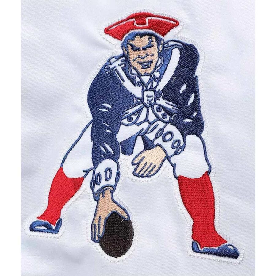 The All American New England Patriots Satin Jacket 7 Retro The All American New England Patriots White And Royal Satin Jacket