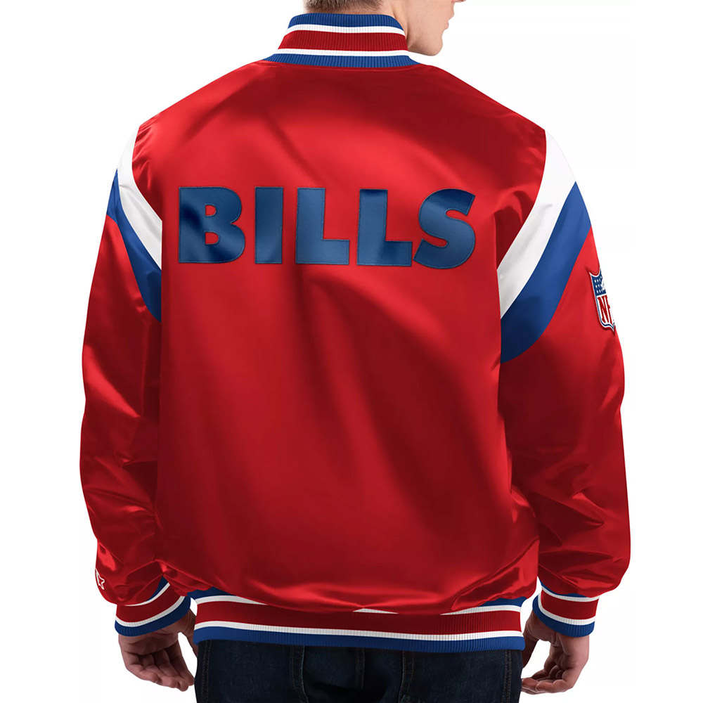 Nfl Men'S Buffalo Bills Red Satin Jacket 2 Nfl Men'S Buffalo Bills Red Satin Jacket - Backside Image Trendy Lather Jackets