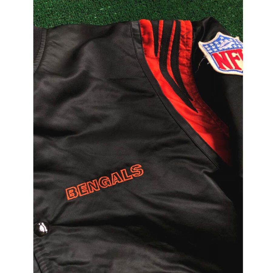 90'S Vintage Cincinnati Bengals Satin Jacket 24 Starter Bengals Black Satin Jacket