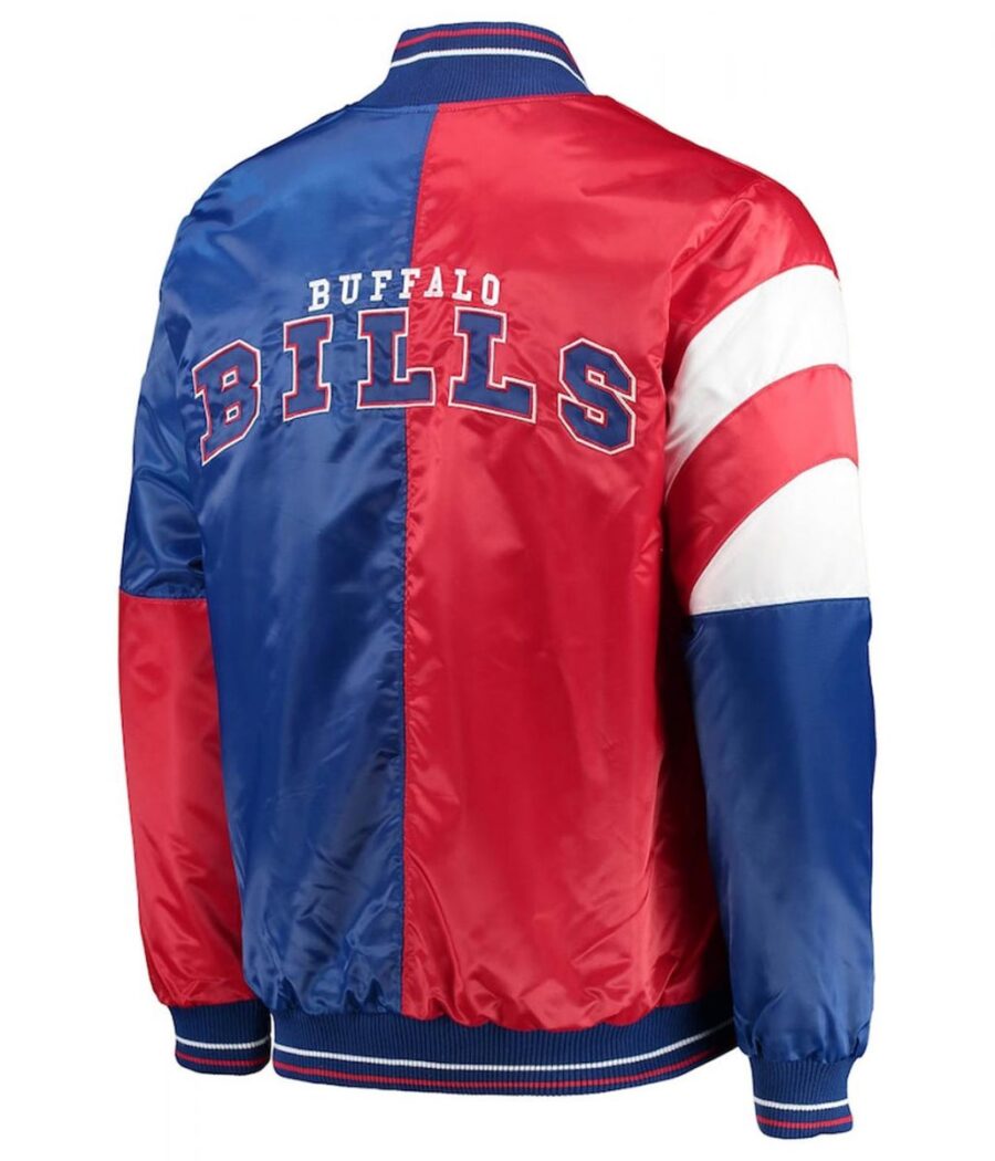 Men's Buffalo Bills Navy and Red Satin Jacket - Trendy Leather Jackets