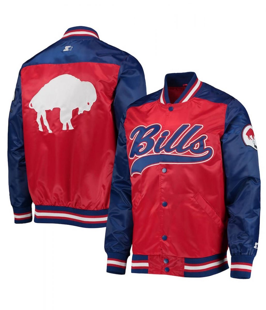Buffalo Bills Tradition Varsity Satin Jacket 3 Buffalo Bills Tradition Varsity Satin Jacket Frontside Image - Trendy Leather Jackets