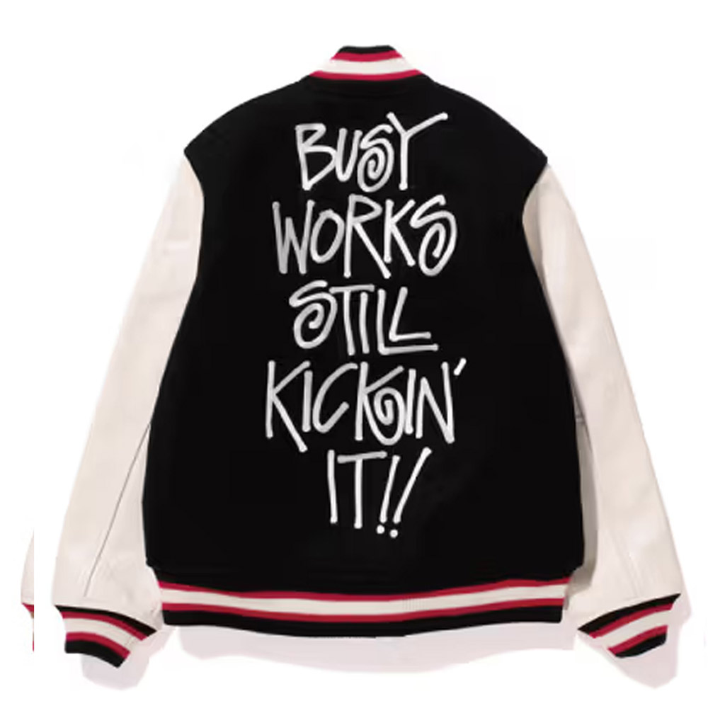 Men'S Bape Stussy Varsity Jacket 4 Men'S Bape Stussy Varsity Jacket - Image 4