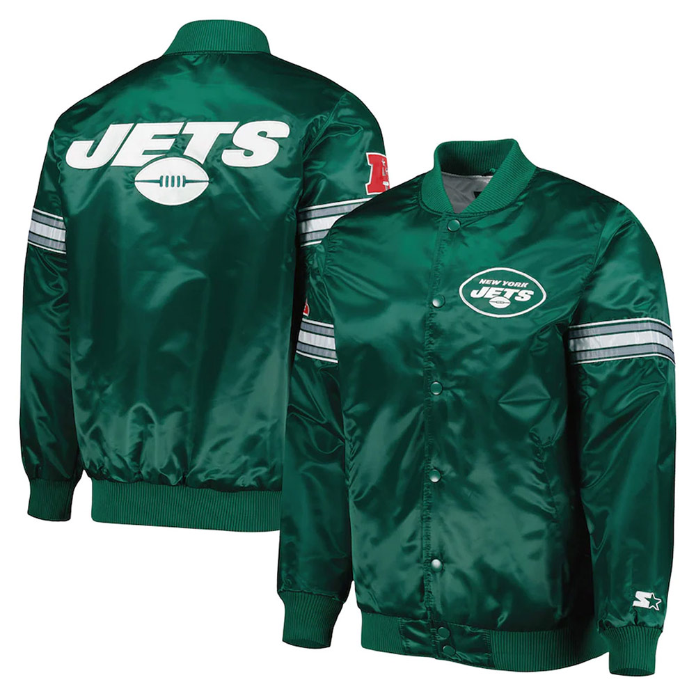 Nfl Men'S New York Jets Green Satin Jacket 3 Nfl Men'S New York Jets Green Satin Jacket - Image 3
