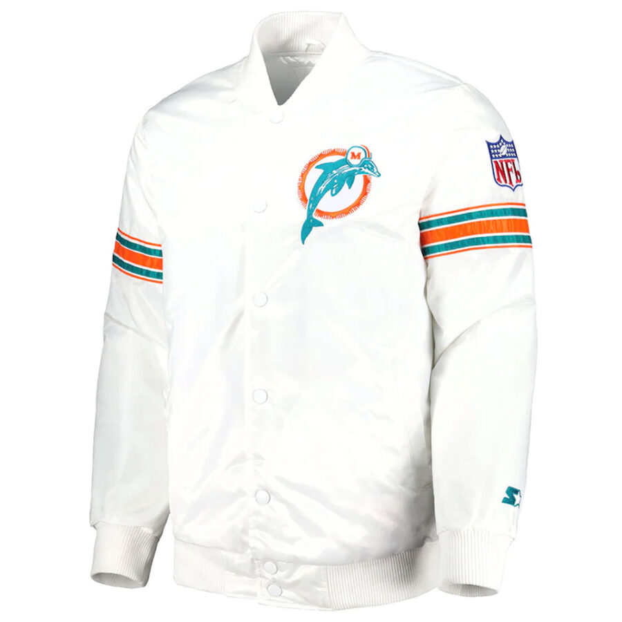 NFL Miami Dolphins White Satin Jacket