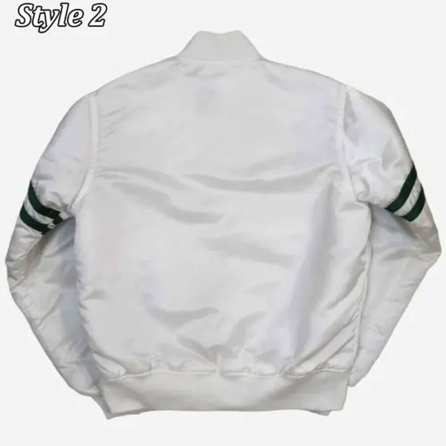 The Power Forward New York Jets White Satin Jacket