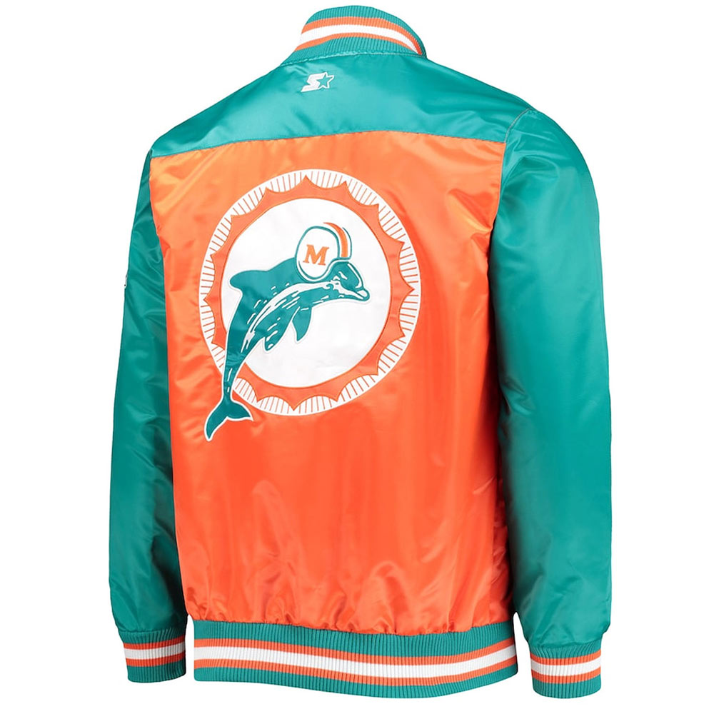 Nfl Tradition Miami Dolphins Satin Jacket 2 Nfl Tradition Miami Dolphins Satin Jacket - Image 2