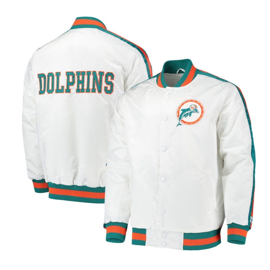 Throwback D Line Miami Dolphins White Jacket