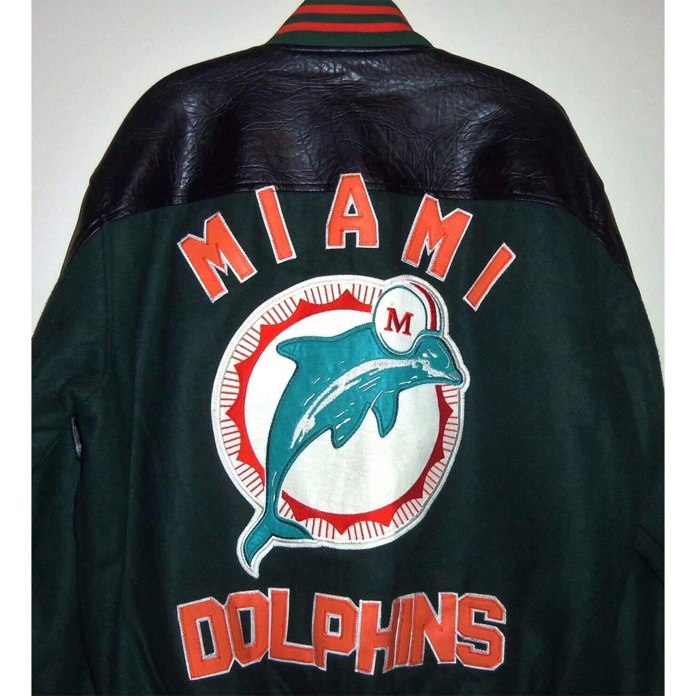 90S Miami Dolphins Throwback Varsity Jacket 4 90S Miami Dolphins Throwback Varsity Jacket - Image 4