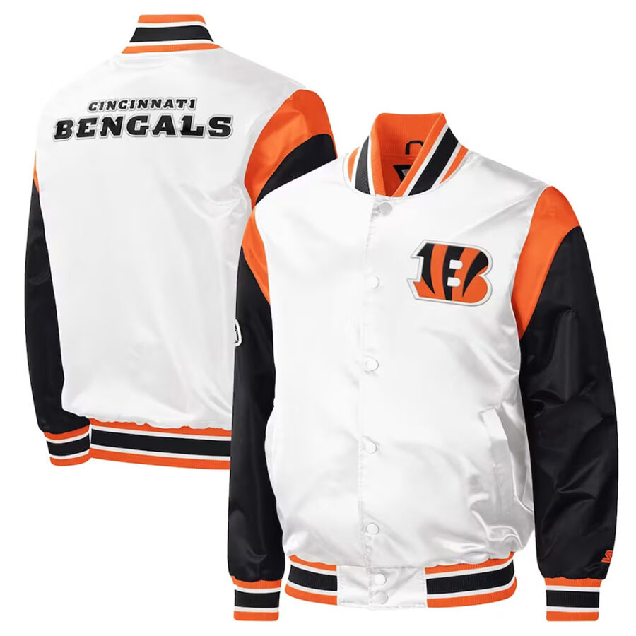 Throwback Warm Up Pitch Cincinnati Bengals Satin Jacket