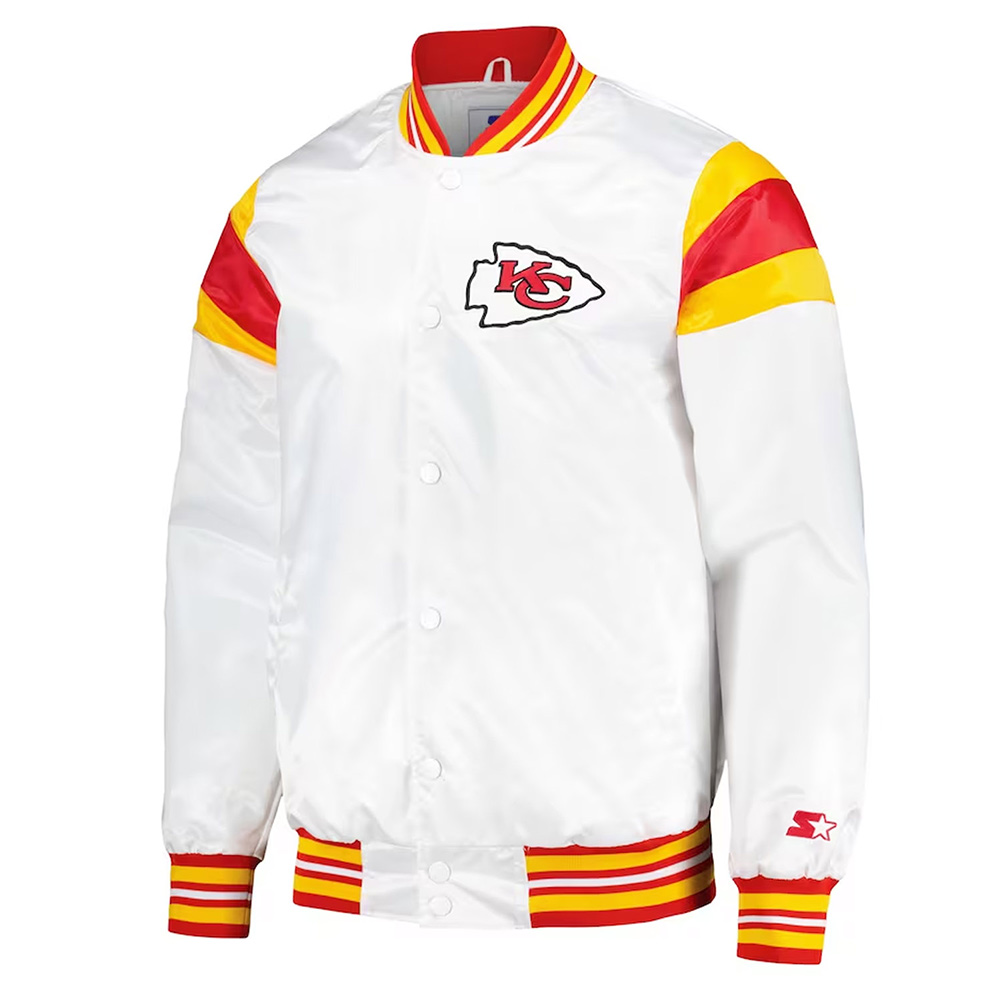 Kansas City White Varsity Satin Jacket 1 Kansas City White Varsity Satin Jacket